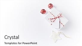  Presentation with white christmas - PPT layouts consisting of white christmas present and red background and a sky blue colored foreground