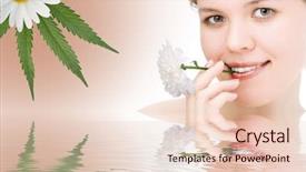  Presentation with water treatment - Presentation featuring white chrysanthemum in water background and a lemonade colored foreground