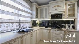  Presentation with white house - PPT layouts featuring white-classic-cozy-kitchen background and a gray colored foreground