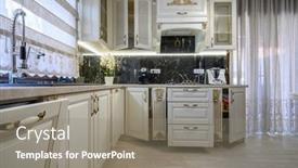  Presentation with white house - Presentation with white-classic-cozy-kitchen background and a gray colored foreground