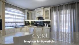  Presentation with white house - Presentation theme enhanced with white-classic-cozy-kitchen background and a gray colored foreground