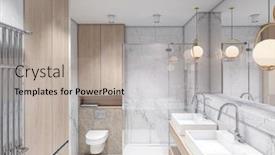  Presentation with bathroom - Colorful slide deck enhanced with white-classic-interior backdrop and a mint green colored foreground