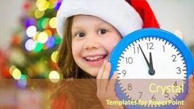  Presentation with christmas girl - Audience pleasing slide deck consisting of white clock background christmas tree backdrop and a red colored foreground