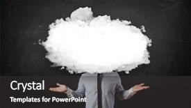  Presentation with metrics cloud collage business - Cool new presentation design with white cloud on his head backdrop and a dark gray colored foreground