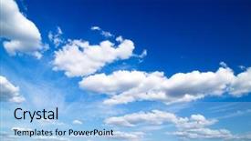  Presentation with sky blue - Audience pleasing PPT theme consisting of white clouds against blue sky backdrop and a light blue colored foreground