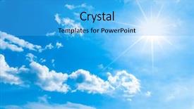  Presentation with plain clear navy blue blue and white cloudy - Audience pleasing presentation consisting of white clouds and shiny sun backdrop and a  colored foreground