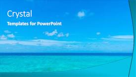  Presentation with calm sea - Cool new presentation design with white-clouds-with-blue-sky backdrop and a gray colored foreground