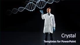  Presentation with black dna scientist - PPT theme featuring white coat and medical background and a wine colored foreground