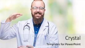  Presentation with medical sign - Audience pleasing presentation theme consisting of white coat over isolated background backdrop and a  colored foreground