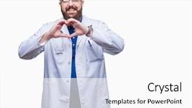  Presentation with medical heart - Cool new slide deck with white coat over isolated background backdrop and a white colored foreground