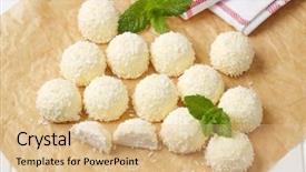  Presentation with christmas baking - Slide set with white coconut truffles on baking background and a coral colored foreground