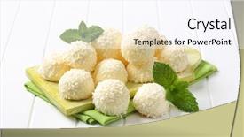  Presentation with green coconut - Slide deck featuring white coconut truffles on green background and a sky blue colored foreground