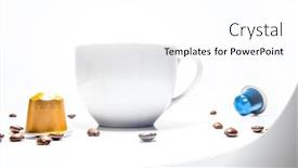  Presentation with capsules - Presentation theme enhanced with white-coffee-cup-coffee-capsules background and a  colored foreground