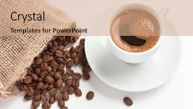  Presentation with cup coffee - Beautiful slides featuring white coffee cup with jute backdrop and a coral colored foreground