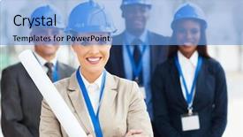  Presentation with architect - Slide set featuring white collar - beautiful young female architect background and a light blue colored foreground