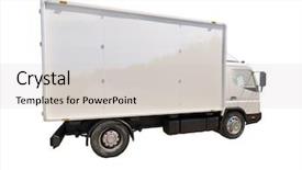  Presentation with dump truck safety - Colorful slide deck enhanced with white commercial delivery truck isolated backdrop and a light gray colored foreground