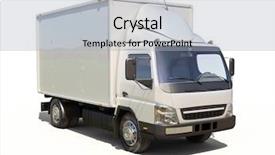 Presentation with delivery van - Cool new presentation theme with white commercial delivery truck backdrop and a light gray colored foreground