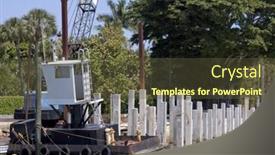  Presentation with crane - PPT layouts having white-construction-crane-sits background and a tawny brown colored foreground