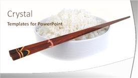  Presentation with porcelain - PPT layouts enhanced with white cooked china rice inside porcelain bowl background and a cream colored foreground