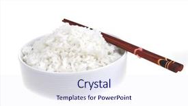  Presentation with porcelain - Slides enhanced with white cooked china rice inside background and a sky blue colored foreground