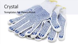  Presentation with rubber gloves - Slide deck enhanced with white cotton gloves with blue background and a light blue colored foreground