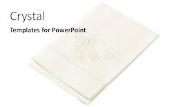  Presentation with cotton - Beautiful PPT theme featuring white-cotton-napkin-with-embroidered backdrop and a white colored foreground
