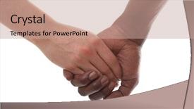  Presentation with black hands - Cool new presentation design with white couple holding hands backdrop and a coral colored foreground