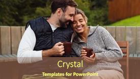  Presentation with chairs - Presentation theme having white-couple-smiling-and-drinking background and a violet colored foreground