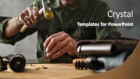  Presentation with craftsman - Presentation design featuring white-craftsman-using-hummer background and a tawny brown colored foreground