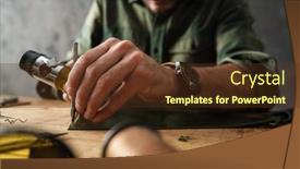  Presentation with craftsman - Cool new PPT theme with white-craftsman-using-hummer backdrop and a tawny brown colored foreground