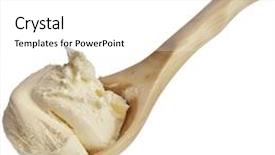  Presentation with spoon - PPT theme having white cream on wooden spoon isolated on white background background and a white colored foreground