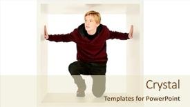  Presentation with clothes - Beautiful PPT theme featuring white cube concept of rules backdrop and a soft green colored foreground