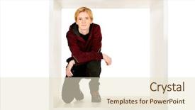  Presentation with 3d man sitting question mark - Audience pleasing theme consisting of vanilla ice cream with mint in blue ceramic bowl homemade ice cream copy space backdrop and a light gray colored foreground