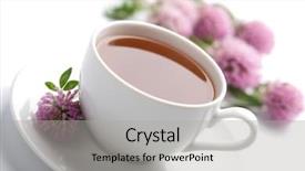  Presentation with tea cup - Presentation with white cup of herbal tea background and a light gray colored foreground