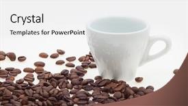  Presentation with coffee beans on a white - Audience pleasing PPT layouts consisting of white cup with coffee beans backdrop and a white colored foreground