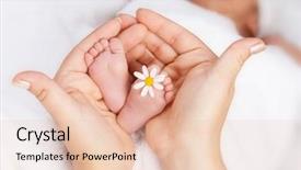  Presentation with infant - Audience pleasing presentation theme consisting of white daisy in mothers hand backdrop and a lemonade colored foreground