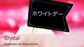  Presentation with signboard - Cool new slide deck with white day written in japanese backdrop and a lemonade colored foreground