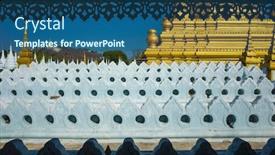  Presentation with decoration - Presentation theme featuring white-decoration-walls-of-sanda background and a ocean colored foreground