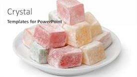  Presentation with taste - Presentation theme featuring white-dish-turkish-delight background and a white colored foreground