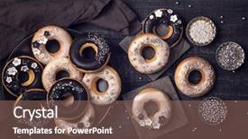  Presentation with donuts - Presentation featuring white donuts on a dark background and a coral colored foreground