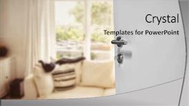  Presentation with doorknob - Colorful slide set enhanced with white door with metal doorknob backdrop and a light gray colored foreground