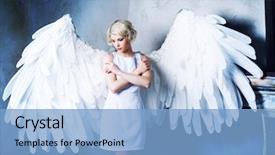  Presentation with angel wings - Cool new PPT theme with white dress with angel wings backdrop and a light blue colored foreground