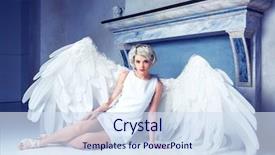  Presentation with angel wings - Theme featuring white dress with angel wings background and a sky blue colored foreground