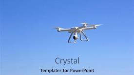  Presentation with camera drone - Presentation theme enhanced with white-drone-with-camera-flying background and a light blue colored foreground