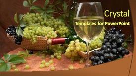  Presentation with dry - Presentation design enhanced with white dry wine fresh clusters of a grapes background and a wine colored foreground