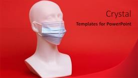  Presentation with covid - PPT layouts featuring white-dummy-head-with-mask background and a red colored foreground