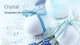  Presentation with grape - Presentation theme with white-easter-eggs-with-ribbons background and a sky blue colored foreground