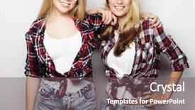  Presentation with friends - Amazing PPT theme having white education - two young girl friends standing backdrop and a  colored foreground