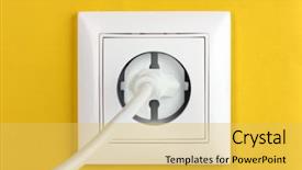  Presentation with wall plug - PPT theme enhanced with white electric socket with plug background and a yellow colored foreground