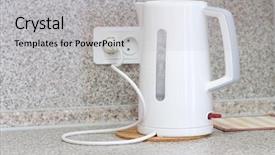  Presentation with electrical - Colorful presentation design enhanced with white electrical kettle backdrop and a light gray colored foreground
